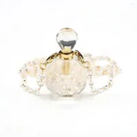 Pendant Necklaces Natural Stones Perfume Bottle Necklace Reiki Healing White Crystal Clear Quartz Pendants Neck Chain For Women