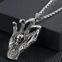 Pendant Necklaces Punk Rock Dragon Claw & Skull Choker Necklace For Men Stainless Steel Mens Pendants Jewelry Accessories Birthday Gift