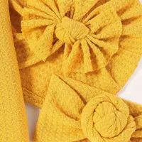 Blankets & Swaddling 3Pcs Born Waffle Wrap Headband Hat Baby Receiving Blanket Hair BandBlankets