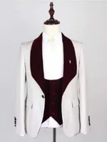 Men's Suits Customize Groom Tuxedos Ivory Men's Suit Jacket Blazers Halloween Costume Elegant For Luxury Man Suit's Wedding 163