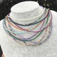 Pendant Necklaces Super Shiny Crystal Necklaces Simple Small Beads Necklaces Facted Natural Stone Choker Clavicle Chain Women Jewelry Male gifts Z0321