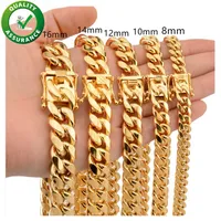 Gold Chain Mens Necklace Stainless Steel Jewelry Hip Hop Luxury Designer Necklaces Rapper Statement Cuban Link Men Accessories Jew2936