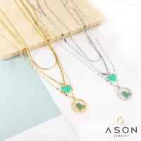 Pendant Necklaces ASONSTEEL Trendy Heart Cactus Accessories Multi-layer Chain Necklace Gold Color Stainless Steel For Women Jewelry Choker