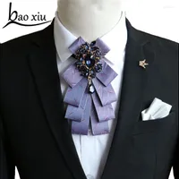 Pendant Necklaces Vintage Men's Ribbon Man Suit Accessories Crystal Stones Ties Tide Collar Flower Male Bridegroom Wedding Brooch Pin