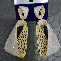 Dangle Earrings Missvikki Dubai Luxury Original Big Pendant For Women Bridal Wedding Delicate Full CZ Boucle D'oreille Femme 2023
