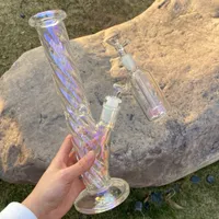 11.8'' Plating Hookah Thick Glass Bong Straight Water Pipe with 14mm glass bowl joint Downstem for smoking