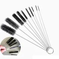10pcs Set Fish Tank Pipe Cleaning Brush Stainless Steel Feeding Baby Bottle Suction Glass Spiral Hair Straw Brushes dh98