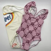 Clothing Sets 2023 Summer Toddler Kids Swimwear Baby Girls Bikini Children Letter Swimsuit Pink Swimming Wears 230321