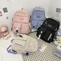 School Bags Casual Large Capacity Preppy Style For Teenager Girls Students Fashion Canvas Backpack Women Daily Travel Rucksack