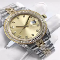 41mm high quality men's automatic mechanical watch Mens diamond watches men stainless steel folding buckle sport waterproof f192E