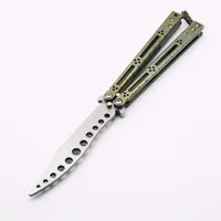Basilisk HOM D2 polished blade titanium butterfly trainer training knife Crafts Martial arts Collection knvies xmas gift209q