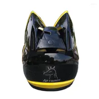Motorcycle Helmets Cat Ears Yellow Cute Helmet Automobile Race Antifog Full Face Personality Design Capacete Casco