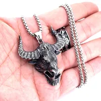 Pendant Necklaces Vintage Bull Demon Necklace Cool Minotaur Stainless Steel Rope Chain For Men Women Punk Hiphop Biker Jewelry
