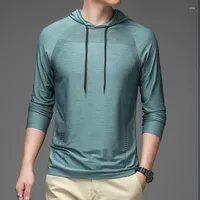 Men's Hoodies 2023 Spring Autumn Men Casual Long Sleeve Slim Tops Tees Male Elastic Sports Sweatshirts Quick Dry Hooded T Shirt G302