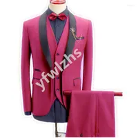 Men's Suits Customize Groom Tuxedos Pink Men's Suit Jacket Blazers Halloween Costume Elegant For Luxury Man Suit's Wedding 196