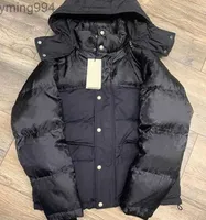 Men Nylon Short Down Jacket Letter Jacquard Designer Male Padded Hood Snap Button Zip Pocket Winter Warm Outwear 471T