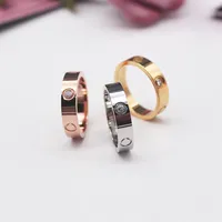 Designer Rose Gold Stainless Steel Crystal Woman Jewelry Love Ring Men Promise Rings For Female Women Gift Engagement With bag244R