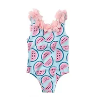 OnePieces Cute Children Swimwear Toddler Babies Flowers Swimming Suit Girl Onepiece Watermelon Print Swimsuit Kid Summer Beach Clothes 230322