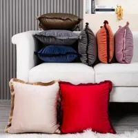 Pillow Dutch Velvet Tassel Pillowcase 45 45cm Cover For Home Couch Sofa