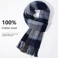 Scarves Winter Pure Wool Scarf Men's Cashmere Thickened Warm English Check Bib