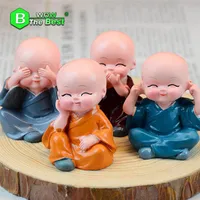 4 pcs lot Small Buddha Statue Monk Resin Figurine Crafts Home Decorative Ornaments Miniatures Crafts Creative T200710293r