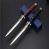 13 Inch Italian mafia Automatic Folding knife AUTO Tactical knifes 440C 58HRC Satin Single Blade wood Handle EDC Hunting Pocket kn332W