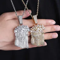 Big Size Jesus Pendant Necklace women men Iced Out Charm Jewelry Gold Silver Color Chain Hip Hop zircon accessories264g