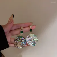 Dangle Earrings 2023 Vintage Big Round Acrylic Shell Drop For Women Color Crystal Geometric Pendant Earring Unusual Jewelry