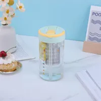 Wine Glasses 550ML Cute Student Glass Water Bottle With Tea Infuser Filter Straw Kawaii Juice Cold Drinks School Drinking Cups And Mug