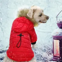 Pet Down Cotton Clothing Thin Coat Snowsuit Windproof Faux Fur Puppy Parka Coat Adjustable Dog Winter Jacket with Hood Dog Warm Ou277E
