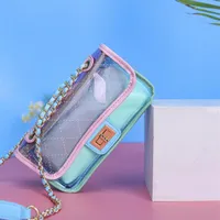 Transparent Jelly bag Lattice Crossbody bag 2022 Summer New Quality PVC Women's Designer Handbag Chain Shoulder Messenger2816