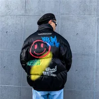 Men's Down 2023 Mens Hip Hop Winter Jacket Graffiti Letter Printed Streetwear Casual Harajuku Jackets Coat Fashion Thick Warm Padded Parka