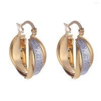 Hoop Earrings Simple Style Charm Austrian Two Color Shiny Women Jewelry