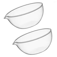 Bowls 2pcs Glass Bowl Fruit Salad Dessert Container Tableware Transparent