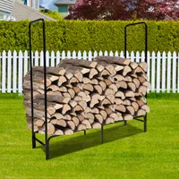 US Stock Outdoor Cooking Firewood storage rack with cover with water-proof cover Log Rack All-Weather Protection for Fire Wood Storage BBQ Accessories BSSIOBZSNW