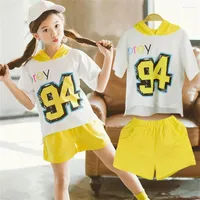 Clothing Sets Summer Teen Girls T-Shirt Shorts Fashion Patchwork Letter Print Suits Children Teenager 6 8 10 12
