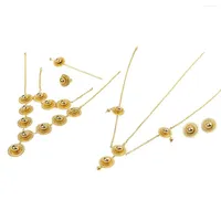 Necklace Earrings Set Ethiopian Gold Color Pendant Women Double Layers Ring Hair Stick Bracelet Habesha Bridal Wedding Jewelry