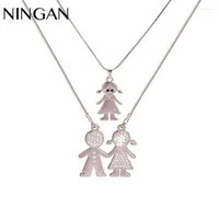 Chains NINGAN Boy & Girl Pendant Necklace Set Happy Family Creative Women Necklaces Fashion Jewelry With Fine Zircon