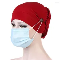 Beanies Beanie Skull Caps One-size Button Imitation Muslim Bottoming Cap Headscarf Multicolor Solid Color Chemotherapy CapBeanie Skull