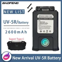 Walkie Talkie Arrival UV-5R Battery Real 2600mAh Suport Type-C Charge Li-ion Compatible For UV-5RA F8HP F8 UV-5RE Talkies