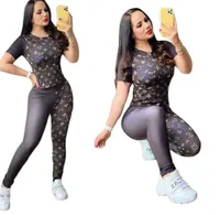 2023 Women Brand Designer Letter Tracksuits Casual 2 Piece Sets Short Sleeve T-shirts Pants Summer Jogging Suit Crew Neck Outfits Pullover Sportswear 9548