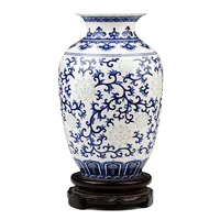 Jingdezhen Rice-pattern Porcelain Chinese Vase Antique Blue-and-white Bone China Decorated Ceramic Vase299w