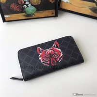 2019 brand long wallet leather wolf head men's clutch bag luxury designer card bag wallet brand zipper wallet 451273280S