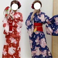 Ethnic Clothing Japanese Traditional Kimono Haori Sakura Print Yukata Bathrobe Pajamas Robes Gown Evening Dress Party Vintage Cosplay
