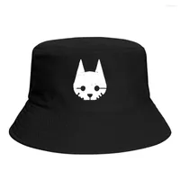 Berets Cat White Stray Game Unisex Bucket Hat Beach Windproof Thick Panama Cap Visor Sun Hats Fisherman Caps