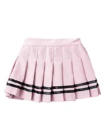 Skirts Toddler Baby Girls Elastic Waistband Striped Style Pleated Skirt With Boxer Bottom Lining