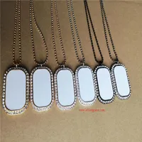 sublimation blank Rounded rectangle necklaces pendants with drill necklace pendant tranfer printing consumable 15pcs lot Q1113263k