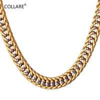Chains Collare Franco Chain Necklace Men Gold Color 55 CM Two Tone For Jewelry African N155