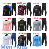 22 23 PSGS Tracksuit 2022 2023 Mbappe Kids and Men Training Suit Long Sleeve Football Soccer Jersey Kit Uniform Chandal Adult Boys Fan Player Version Version