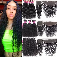 9A Brazilian Virgin Human Hair Bundles With Closure 13X4 Ear To Ear Lace Frontal Or 4x4 Lace Closure Body Wave Straight Loose Wave272E